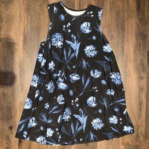 Black floral swing dress